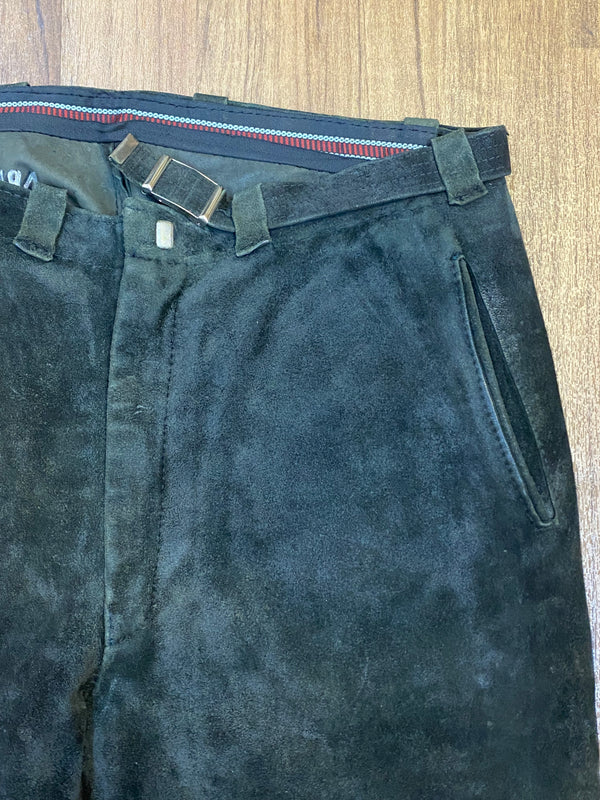 Trachtenkniebundhose aus Leder dunkelgrün Vintage Herren, Gr.46