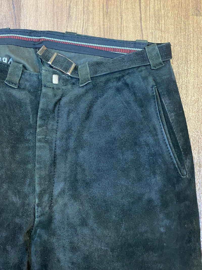 Trachtenkniebundhose aus Leder dunkelgrün Vintage Herren, Gr.46