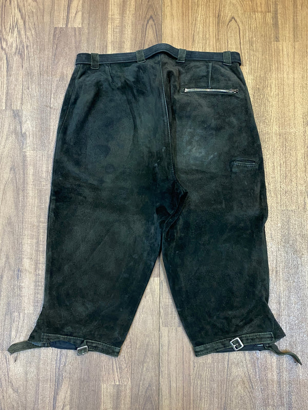 Trachtenkniebundhose aus Leder dunkelgrün Vintage Herren, Gr.46