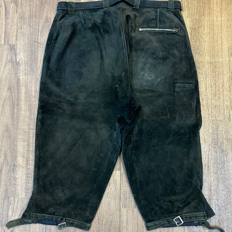 Trachtenkniebundhose aus Leder dunkelgrün Vintage Herren, Gr.46