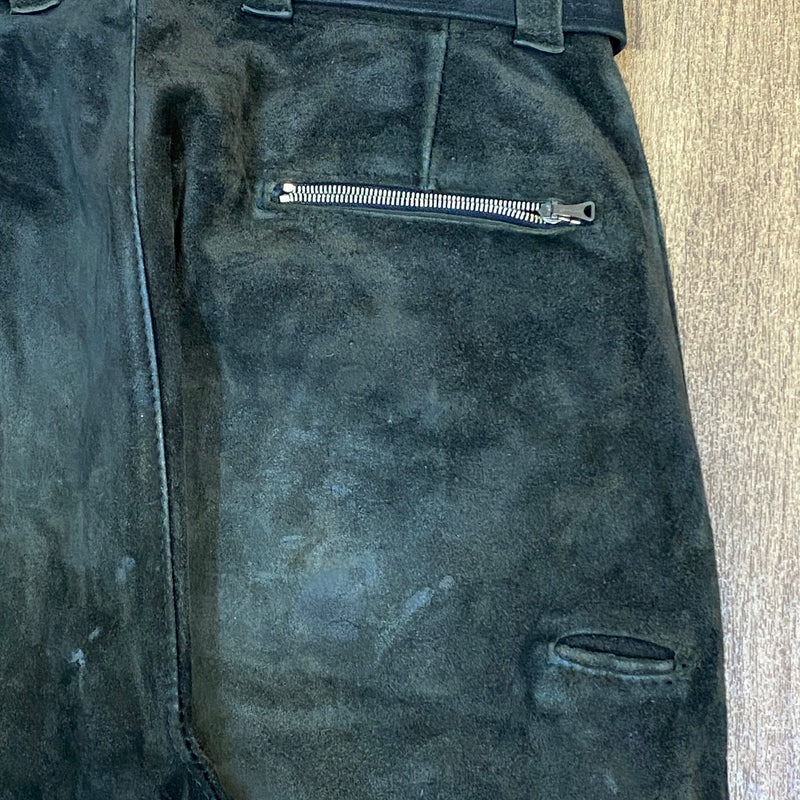 Trachtenkniebundhose aus Leder dunkelgrün Vintage Herren, Gr.46