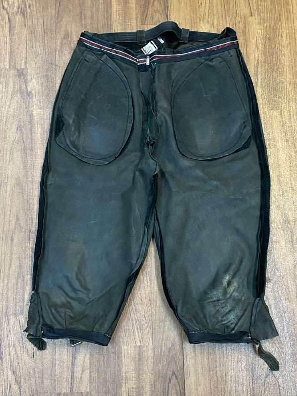 Trachtenkniebundhose aus Leder dunkelgrün Vintage Herren, Gr.46