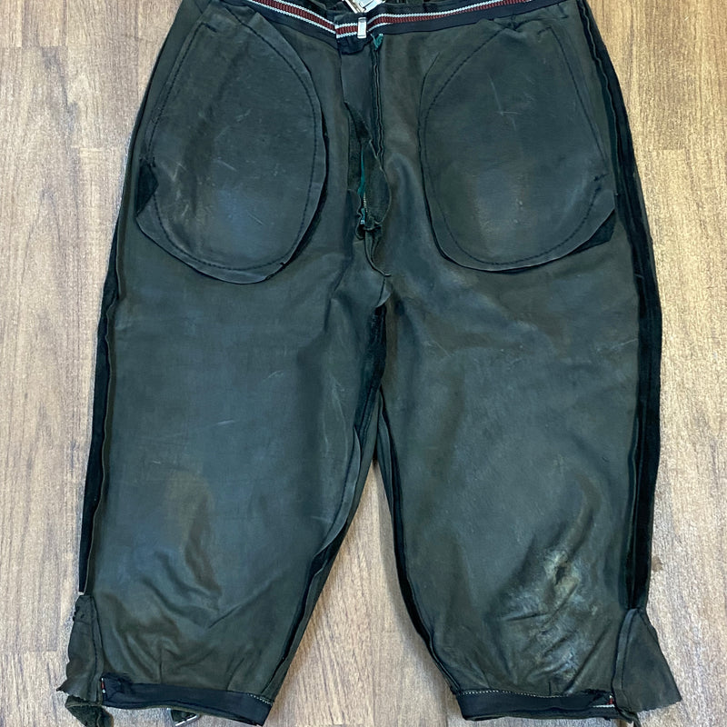 Trachtenkniebundhose aus Leder dunkelgrün Vintage Herren, Gr.46