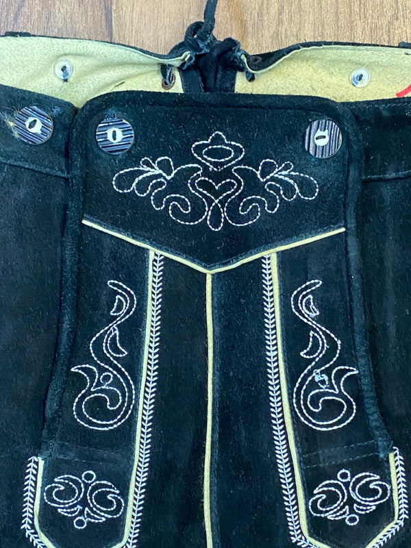 Schwarze Trachtenlederhose Kniebund Trachten  Herren Bund 102, Gr.54