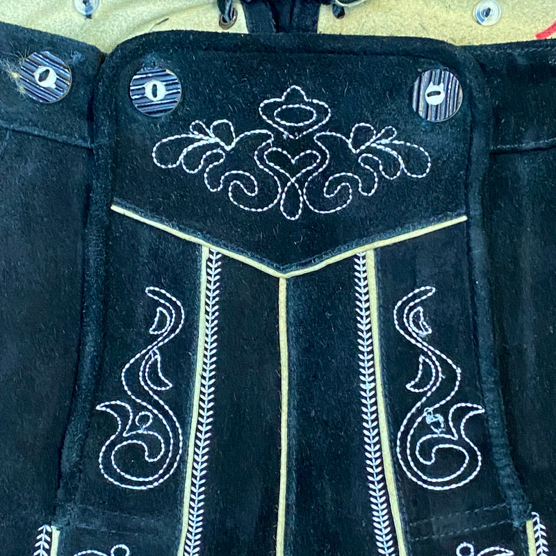 Schwarze Trachtenlederhose Kniebund Trachten  Herren Bund 102, Gr.54
