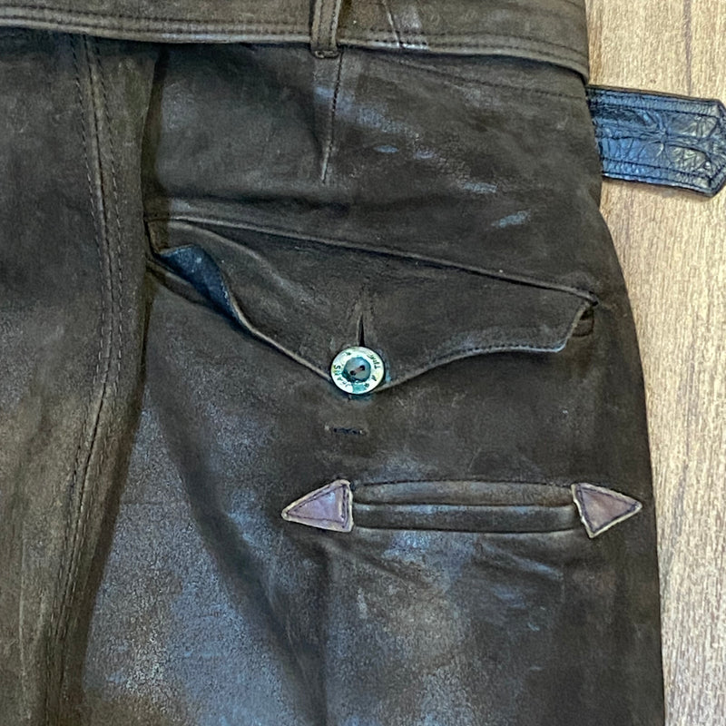 Alte Kniebund-Trachtenlederhose vón Leder Nübler aus München Gr.44