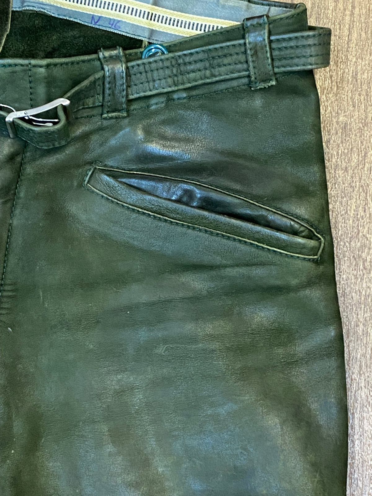 Vintage Kniebund-Trachtenlederhose Herren in grün Bund 96 cm, Gr.52