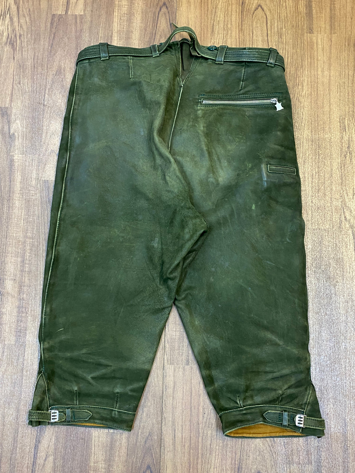 Vintage Kniebund-Trachtenlederhose Herren in grün Bund 96 cm, Gr.52