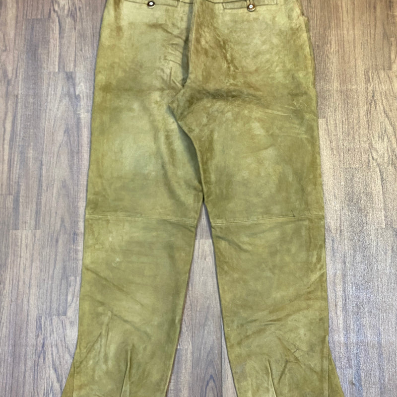 Lange Trachtenlederhose aus Echtleder Lederhose Herren Gr.52 in olive