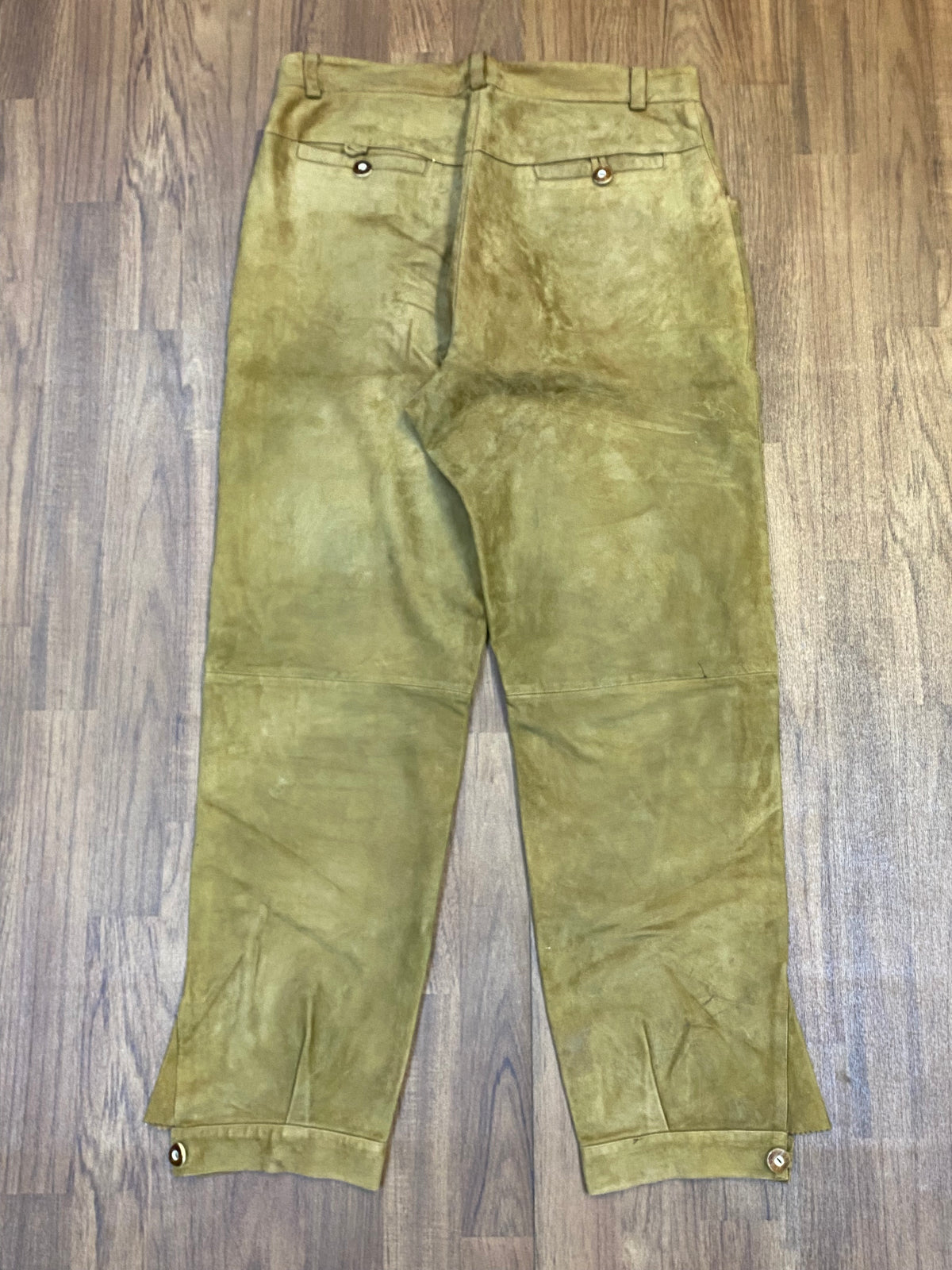 Lange Trachtenlederhose aus Echtleder Lederhose Herren Gr.52 in olive