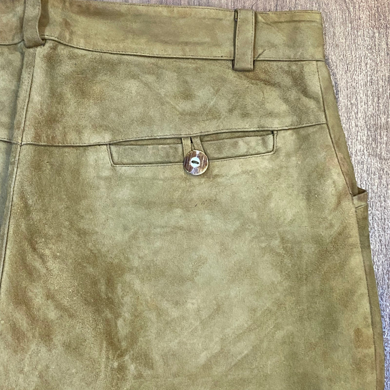 Lange Trachtenlederhose aus Echtleder Lederhose Herren Gr.52 in olive