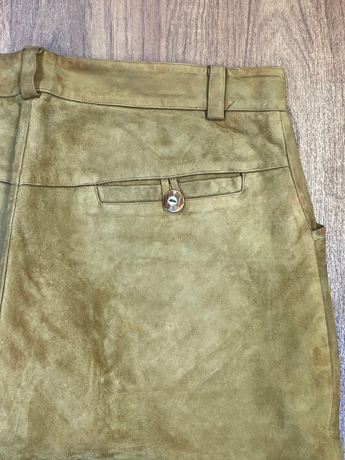 Lange Trachtenlederhose aus Echtleder Lederhose Herren Gr.52 in olive