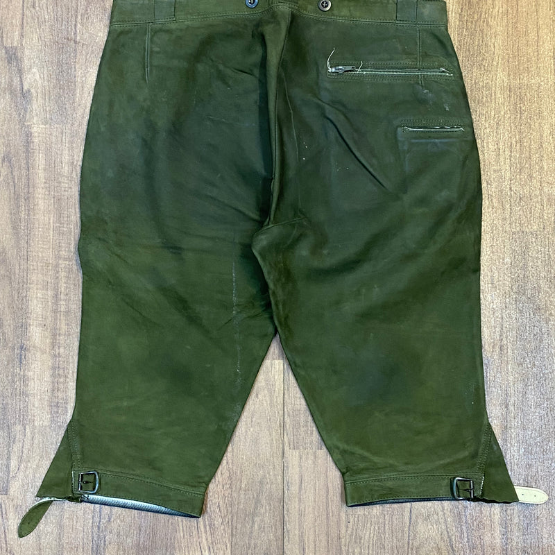 Krachlederne Bequeme Kniebund Lederhose Glattleder grün Bund 96, Gr.52