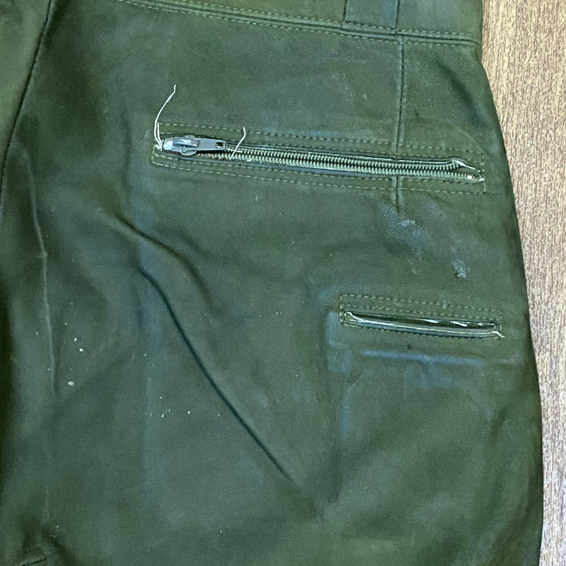 Krachlederne Bequeme Kniebund Lederhose Glattleder grün Bund 96, Gr.52