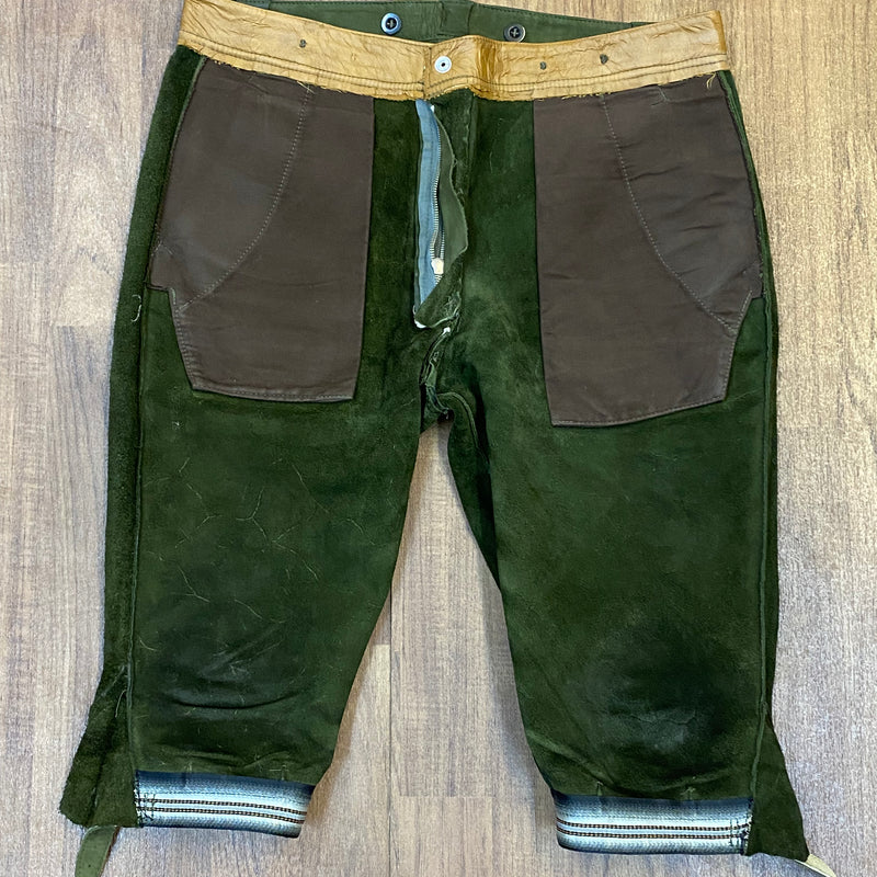Krachlederne Bequeme Kniebund Lederhose Glattleder grün Bund 96, Gr.52