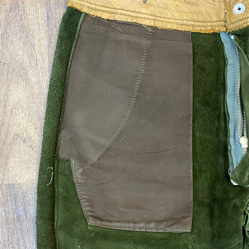 Krachlederne Bequeme Kniebund Lederhose Glattleder grün Bund 96, Gr.52
