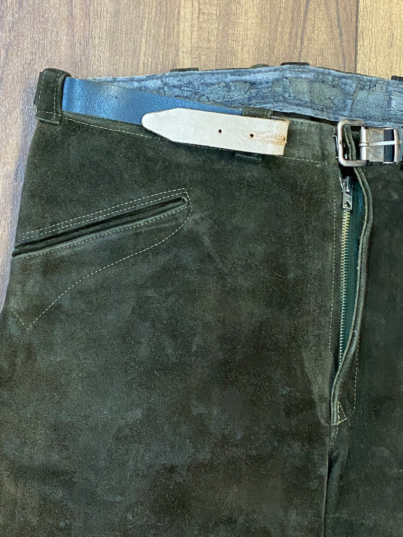 Dunkelgrüne Trachten Lederhose Kniebundlederhose Bund 90 cm, Gr.50