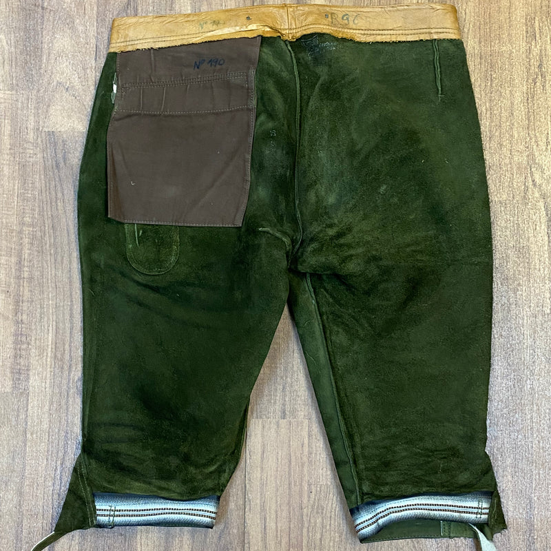 Krachlederne Bequeme Kniebund Lederhose Glattleder grün Bund 96, Gr.52