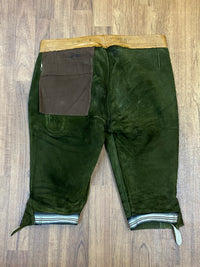 Krachlederne pantalon en cuir confortable jusqu'aux genoux en cuir lisse ceinture verte 96, taille 52