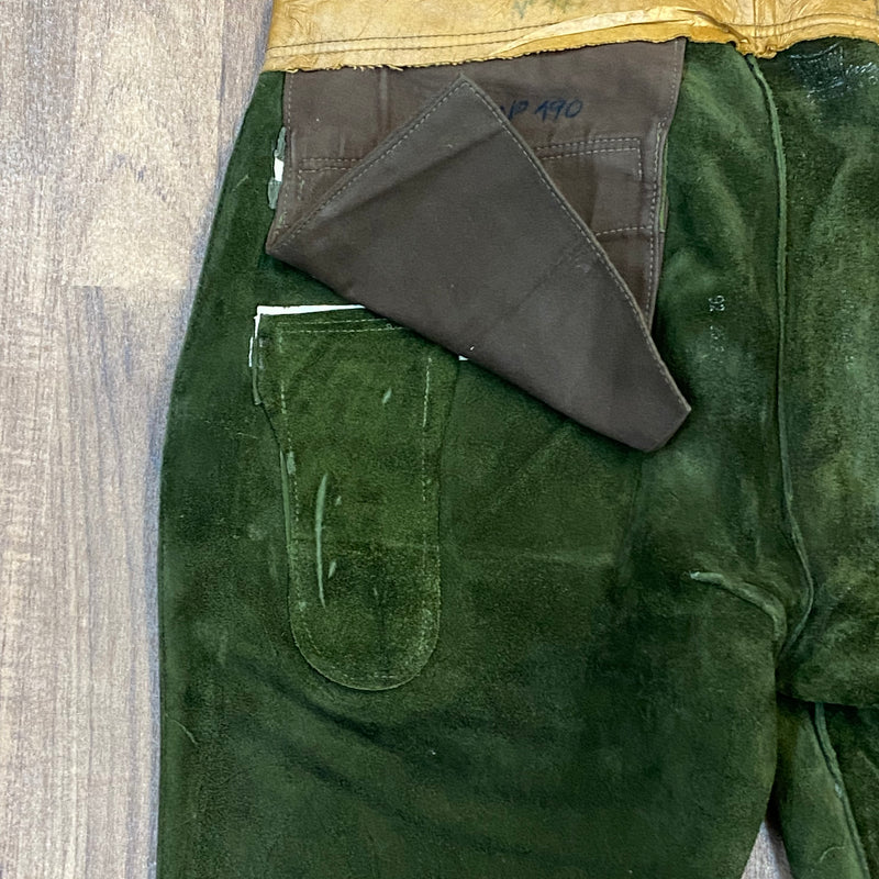 Krachlederne Bequeme Kniebund Lederhose Glattleder grün Bund 96, Gr.52