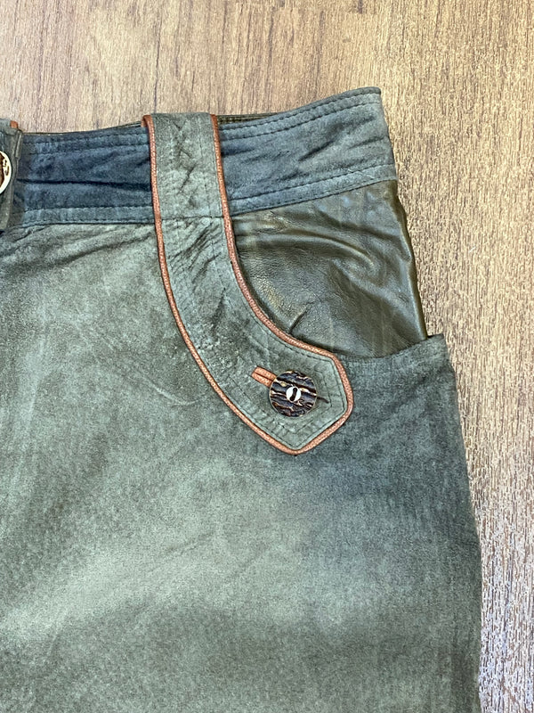 Vintage Damen Trachtenlederhose Kniebundlederhose Gr.40