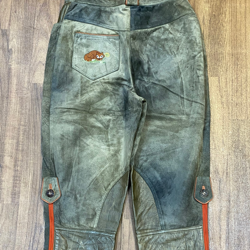 Damen Trachtenlederhose Kniebundlederhose Gr.40 Vintage Bund 76 cm
