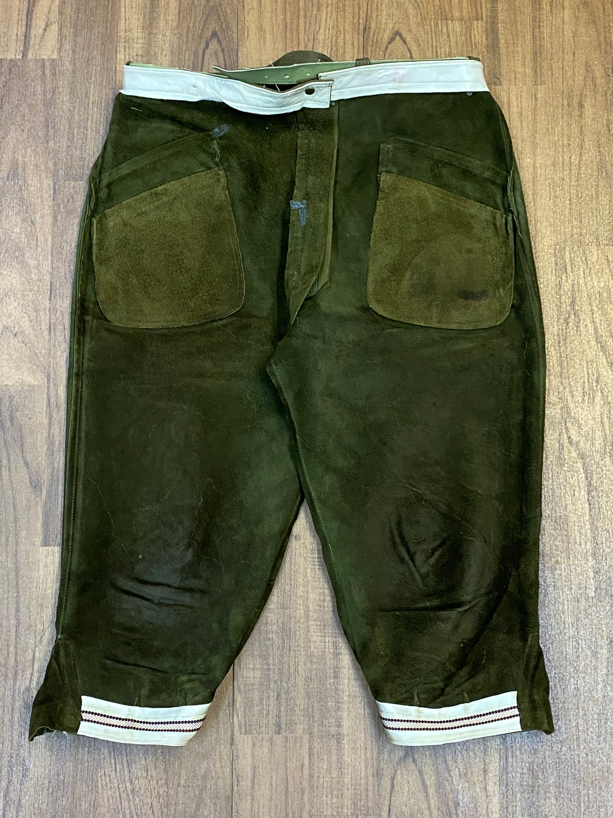 Trachtenlederhose Kniebundhose Vintage Herren Bund 88 cm, Gr.48