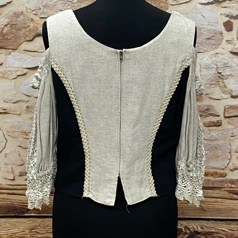 Vintage Trachtenmieder mit Carmenärmeln Größe 42