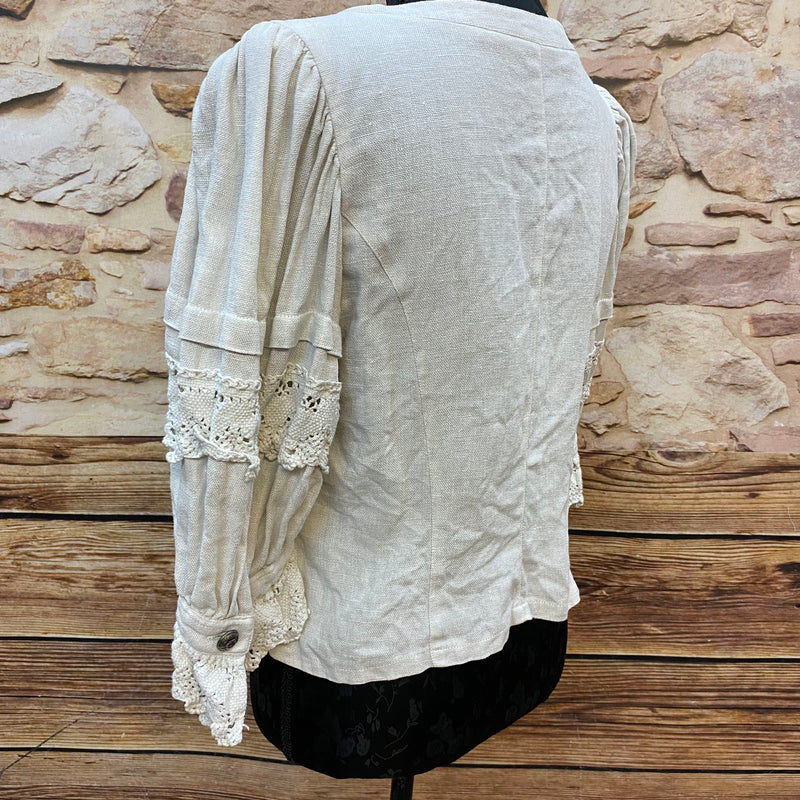 Vintage Trachtenbluse aus Leinen, Ansicht 2