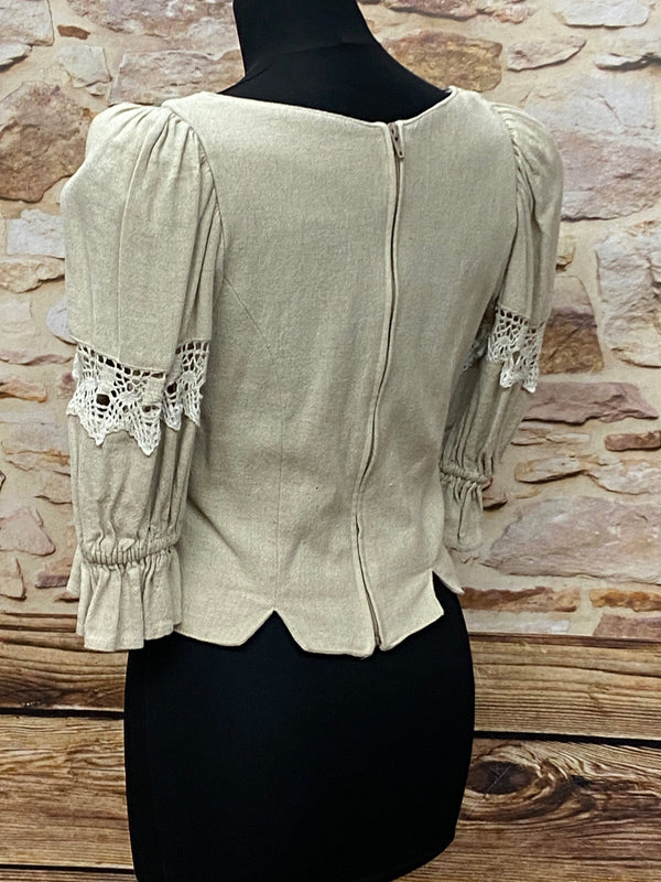 Vintage Trachtenbluse im Folklore-Stil - Größe 36