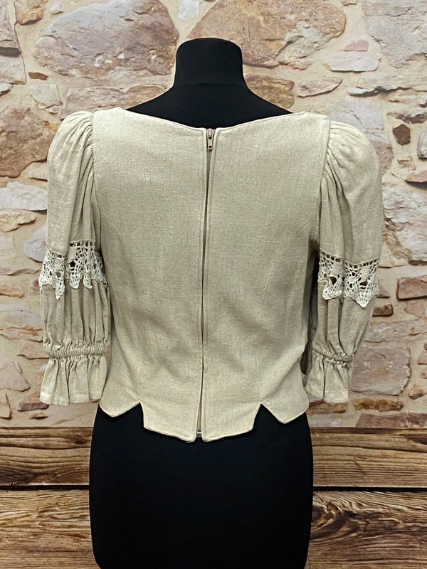 Vintage Trachtenbluse im Folklore-Stil - Größe 36