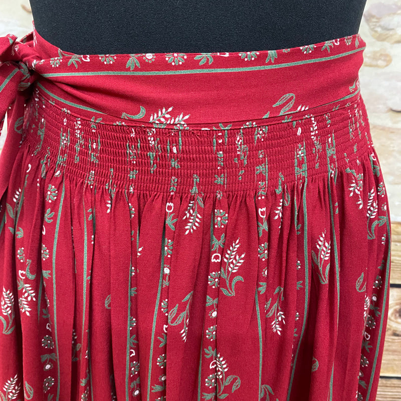 Vintage Trachtenschürze Schürze für Trachtenkleid rot gemustert 80 cm