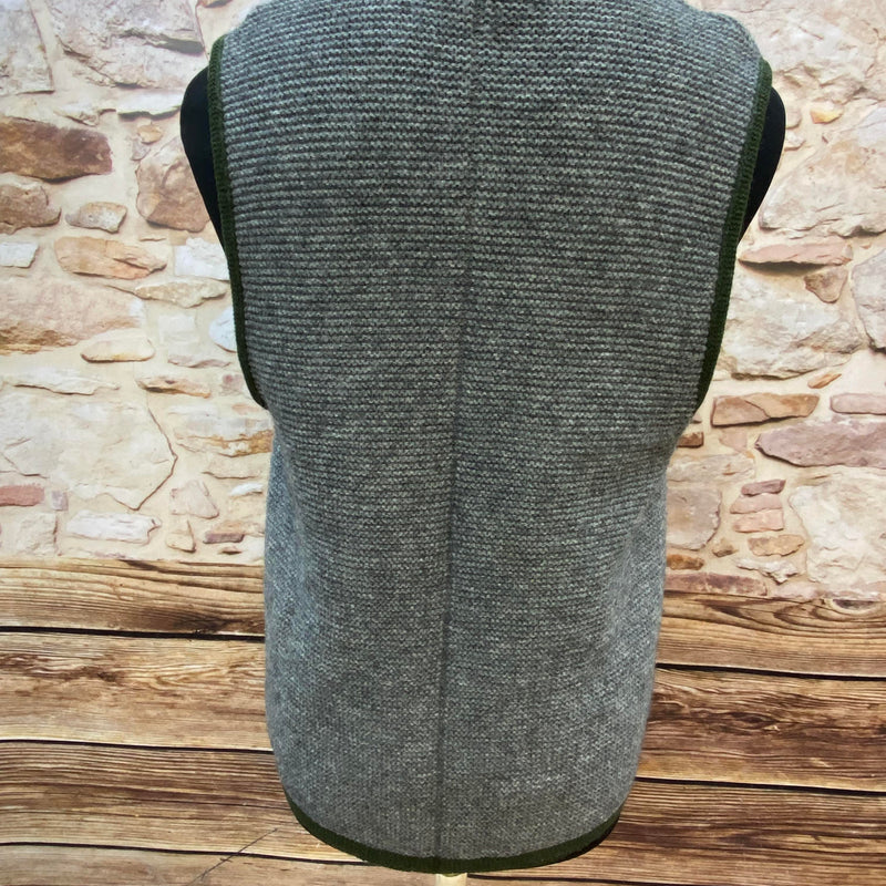 Trachten-Strickweste aus reiner Schurwolle in Grau, Gr.50