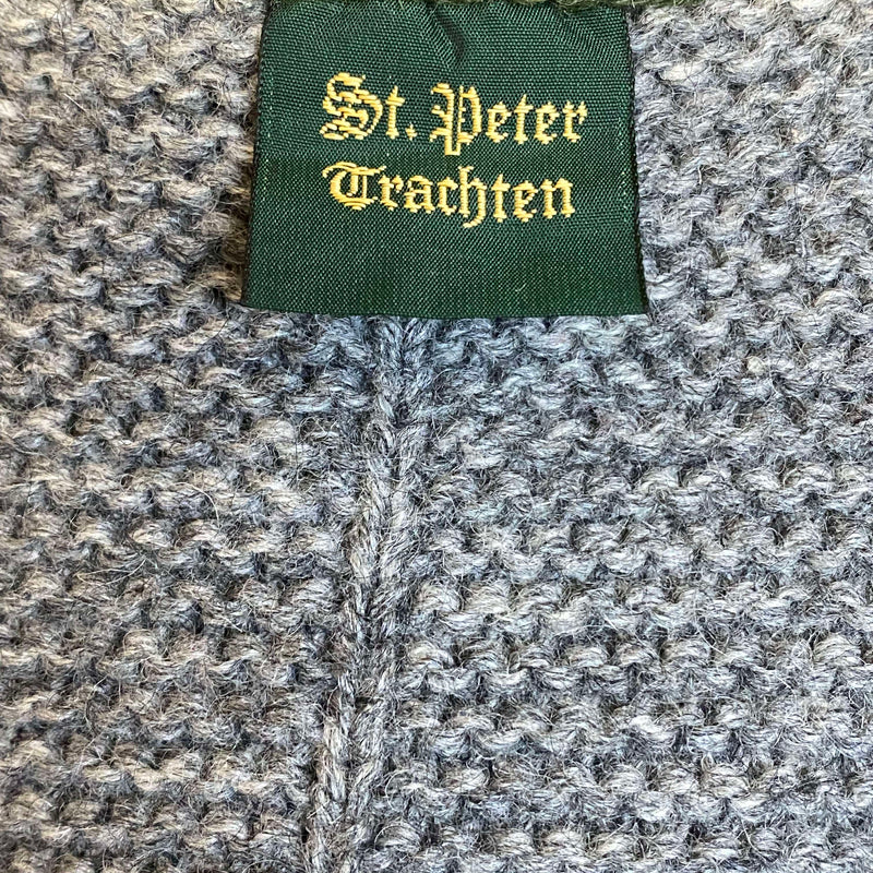 Trachten-Strickweste aus reiner Schurwolle in Grau, Gr.50