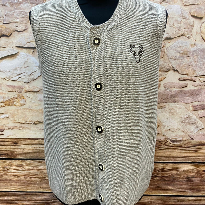 Herren Trachten-Strickweste in Beige, – Glad Rags Kostümverkauf