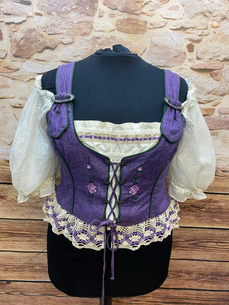 Damen Trachtenmieder – Lila/Creme, Größe 48 