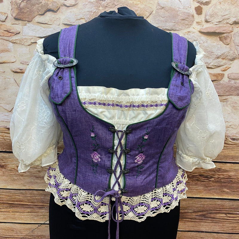 Damen Trachtenmieder – Lila/Creme, Größe 48 