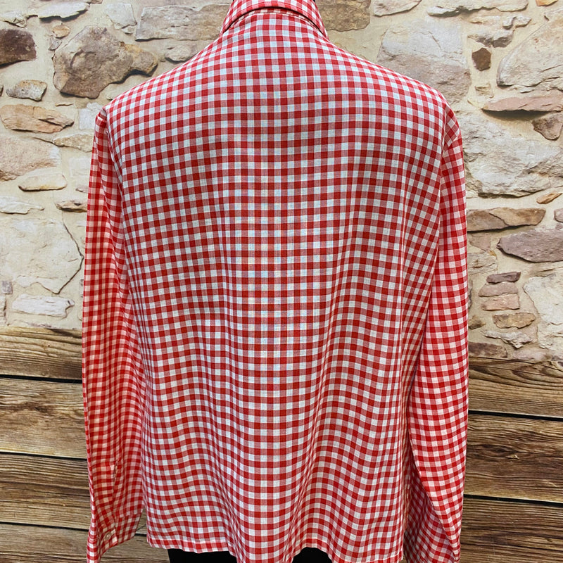 Leichte karierte Trachtenbluse in Größe 42