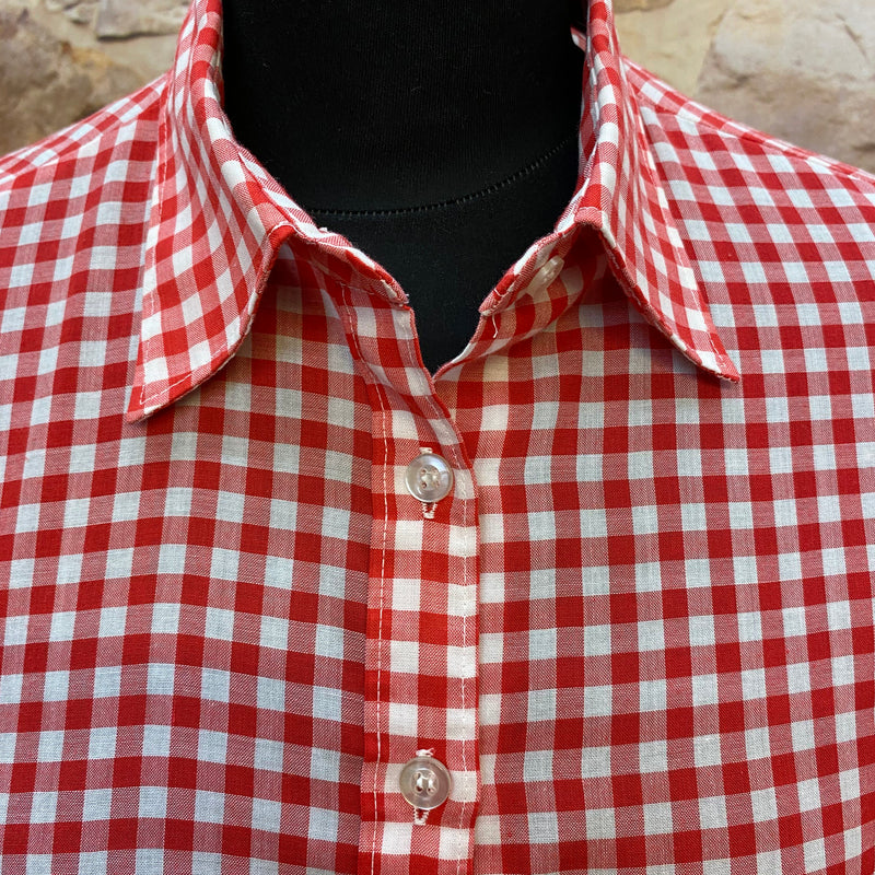 Leichte karierte Trachtenbluse in Größe 42