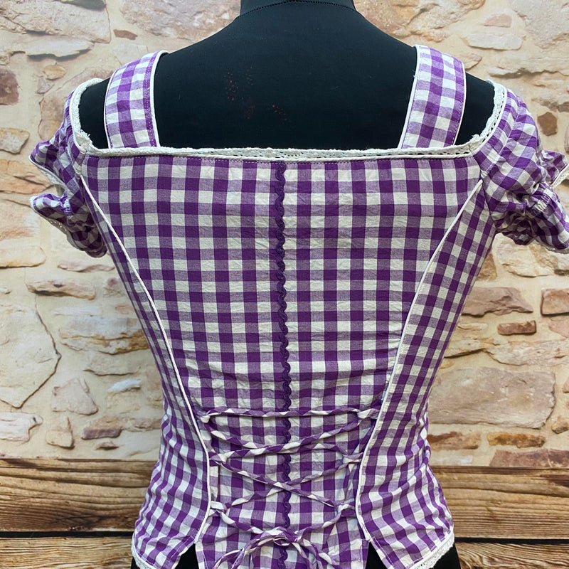 Trachtenbluse in lila/weiß Gr.32