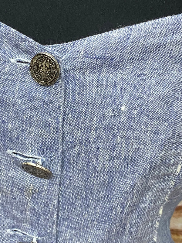 Trachtenbluse - Corsagen-Look – Graublau - Größe 40, Ansicht 3