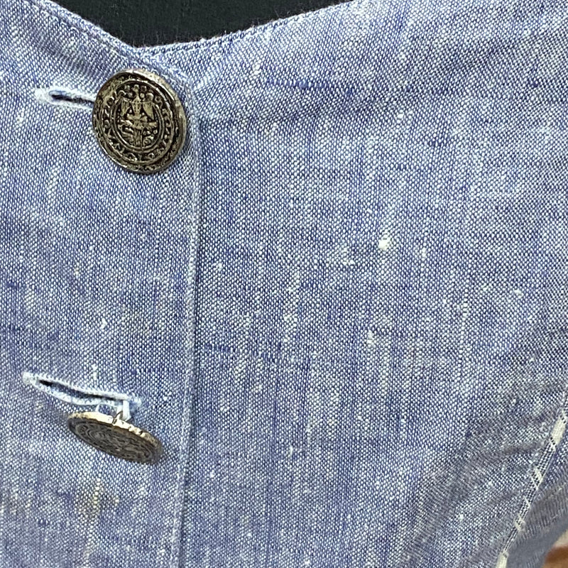 Trachtenbluse - Corsagen-Look – Graublau - Größe 40, Ansicht 3