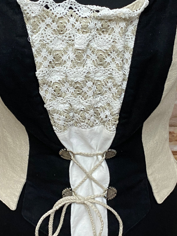 Damen Trachtenmieder von Landhaus – Schwarz/Beige, Größe 36