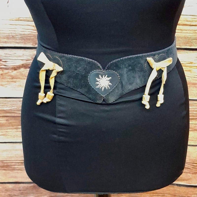 Edler schwarzer Trachtengürtel für Damen, Gr.XL