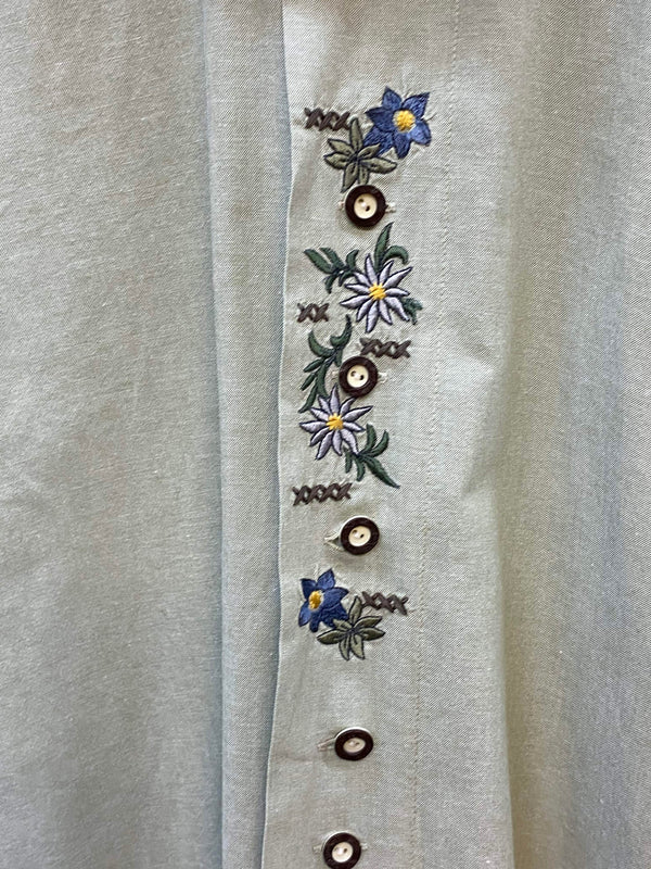 Vintage Trachtenhemd Herren mit Stickerei – Hellgrün – Gr. S, Ansicht 3