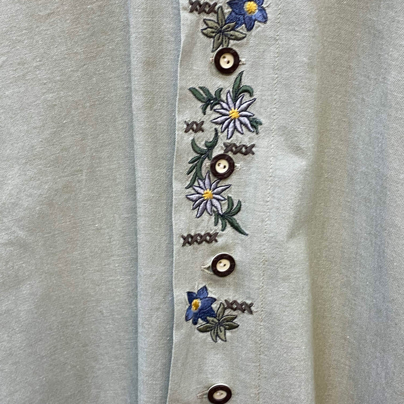 Vintage Trachtenhemd Herren mit Stickerei – Hellgrün – Gr. S, Ansicht 3