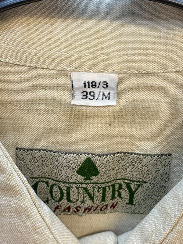 Vintage Trachtenhemd Herren mit Stickerei – Naturweiß – Gr. 39/M