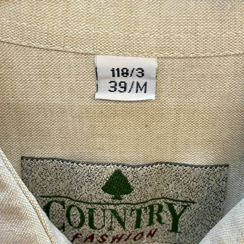 Vintage Trachtenhemd Herren mit Stickerei – Naturweiß – Gr. 39/M