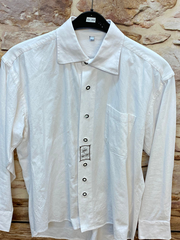 Vintage Trachtenhemd Herren – Weiß – Gr. 39/40