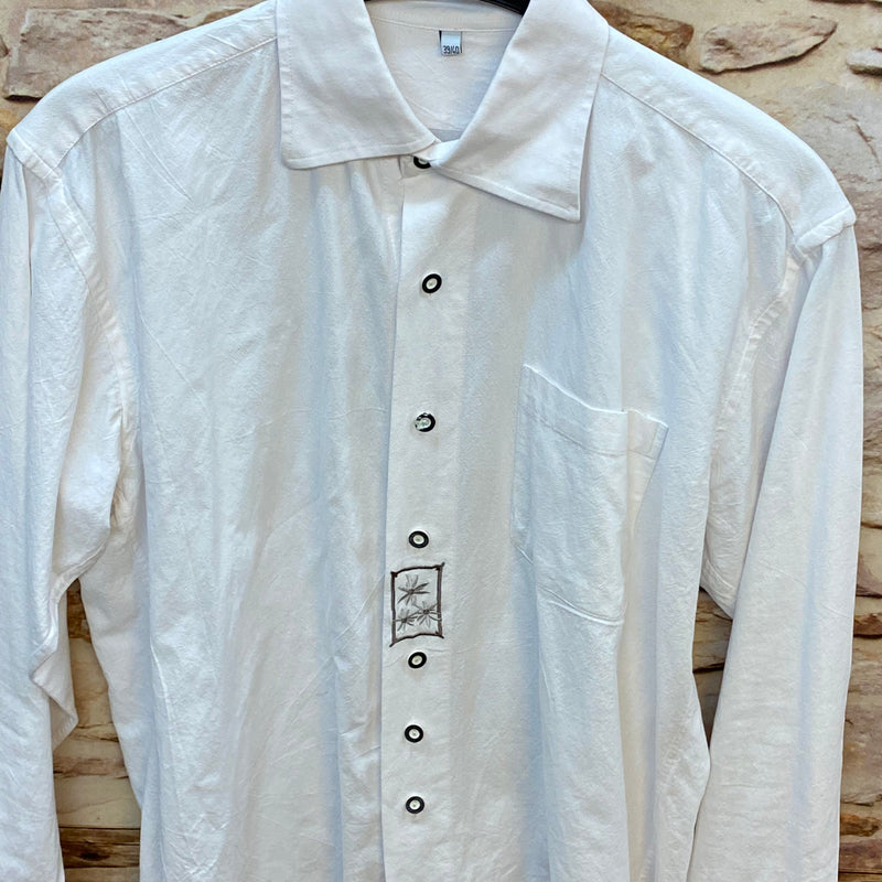 Vintage Trachtenhemd Herren – Weiß – Gr. 39/40